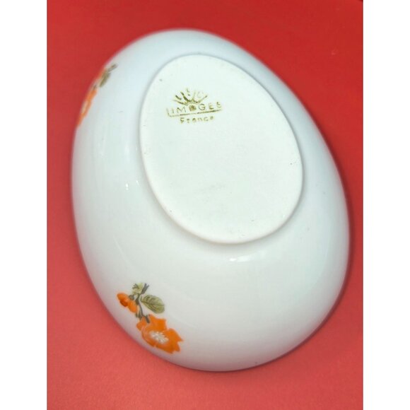 Handcrafted Limoges France Egg Shaped Porcelain Trinket Box With Floral Design - Picture 5 of 7